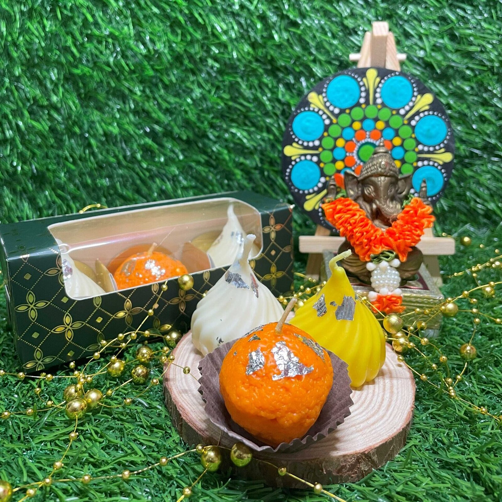 Ganpati-with-sweet-candles-1.jpg Latest Sweet Candle Box - Image 1