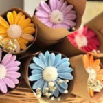 Pink Daisy Flower Candle Bouquet (Set of 4)